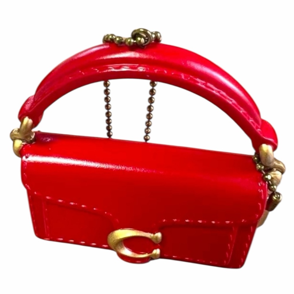 NWT Coach Tabby Mini Bag Charm Red Leather Keychain w Gift Box Dust Bag - Picture 4 of 5